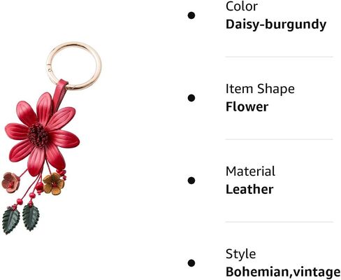 Genuine Leather Flower Tassel Keychain Car Keyring Fob Boho Accessorie for Women in Saudi Arabia