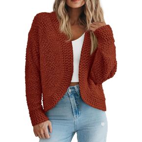 PRETTYGARDEN Open Front Fall Sweaters for Women 2023 Popcorn Long Sleeve Cardigan Knit Oversized Sherpa Sweater Coat