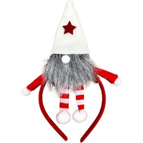 عصابة رأس Needzo Christmas Gnome مع قبعة، باللونين الأحمر والأبيض، ملحق لحفلات العطلات الاحتفالية، مقاس واحد يناسب الجميع