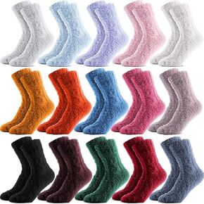 Cuffbow 15 زوجًا من الجوارب النسائية الغامضة، جوارب شتوية دافئة من القطيفة، جوارب ناعمة ومريحة، منفوش، للنوم المنزلي، هدية عيد الميلاد للفتيات in Kuwait