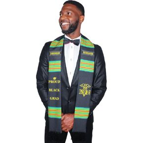 Class of 2021 Kente Medical Nursing Graduation Stole, Proud Black Grad Kente Graduation Sash Medical and RN - Double sided in Kuwait
