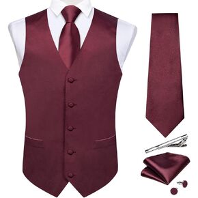 DiBanGu 5PCS Men's Suit Vest and Tie Set Business Formal Dress Waistcoat Solid Color Vest for Suit or Tuxedo Wedding Party