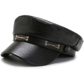 Kopida PU Leather Womens Newsboy Caps, Beret Hat with Visor for Fashion Ladies Girls, Literary Cool Painter Cap Black, Black, 3-4 in Saudi Arabia
