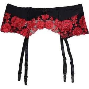 TVRtyle المرأة الأحمر التطريز زهرة المشابك المعدنية مثير الرباط أحزمة للجوارب S087 in Kuwait