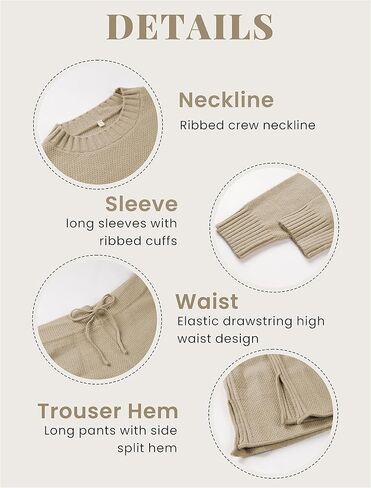 طقم سترة نسائية من Lianlive مكون من قطعتين بلوفر وأكمام طويلة وسراويل واسعة الساق in Kuwait