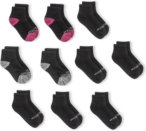 Fruit of the Loom Girls' Little 10-Pair Everyday Soft Ankle Socks Black Multi 10.5-4 in Saudi Arabia