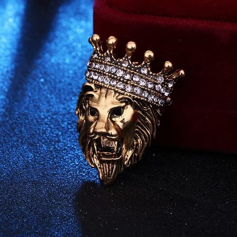 Crown Pel Pin for Men,Vintage Lapel Pin for Men Suits Enamel Backpacks Pins Coat Jacket Lion King Crown Pins Graduation Dress Crystal Brooch Badge in Kuwait