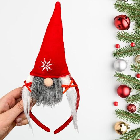 عصابة رأس Needzo Christmas Gnome مع قبعة، باللونين الأحمر والأبيض، ملحق لحفلات العطلات الاحتفالية، مقاس واحد يناسب الجميع in Saudi Arabia