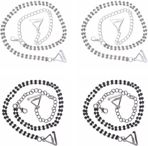 HomeSoGoodHomeSoGood 2 Pairs Rhinestone Bra Strap, Adjustable Non-Skid Shoulder Lingerie Strap Bra Belt for Women Bra Tops Silver,Black in Saudi Arabia