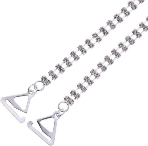 HomeSoGoodHomeSoGood 2 Pairs Rhinestone Bra Strap, Adjustable Non-Skid Shoulder Lingerie Strap Bra Belt for Women Bra Tops Silver,Black in Saudi Arabia
