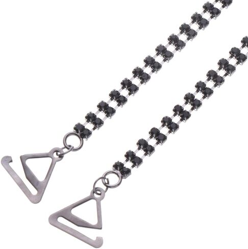 HomeSoGoodHomeSoGood 2 Pairs Rhinestone Bra Strap, Adjustable Non-Skid Shoulder Lingerie Strap Bra Belt for Women Bra Tops Silver,Black in Saudi Arabia