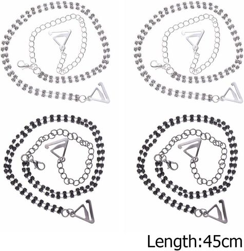 HomeSoGoodHomeSoGood 2 Pairs Rhinestone Bra Strap, Adjustable Non-Skid Shoulder Lingerie Strap Bra Belt for Women Bra Tops Silver,Black in Saudi Arabia