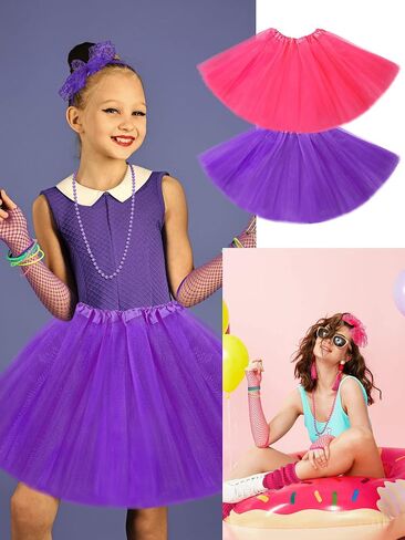 Zhanmai 70 Pieces 80s Outfits for Women 80s Costumes Set Tutu Skirt Necklace Bracelet Earrings Fishnet Gloves Legwarmers in Saudi Arabia