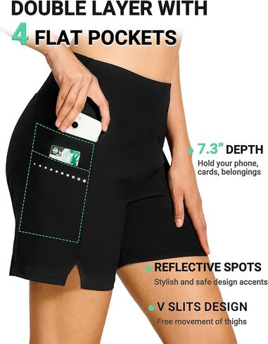 شورت BVVU للسيدات مقاس 5 بوصات للسباحة عالي الخصر مع جيوب وبطانة للتحكم في البطن UPF50+ ملابس سباحة للشاطئ سريعة الجفاف in Kuwait