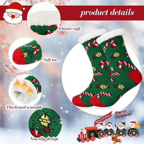 Suhine 9 Pairs Christmas Fuzzy Slipper Socks Winter Warm Fuzzy Socks Women Soft Non Skid Christmas Fleece Lined Socks Snowman Santa Socks for Women Christmas Holiday Xmas Gifts in Saudi Arabia