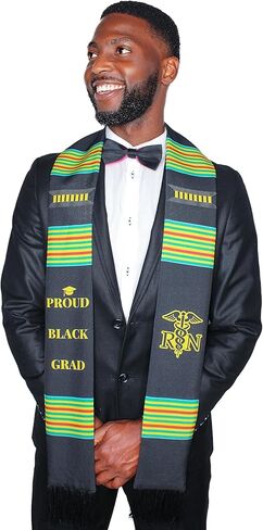 Class of 2021 Kente Medical Nursing Graduation Stole, Proud Black Grad Kente Graduation Sash Medical and RN - Double sided in Kuwait