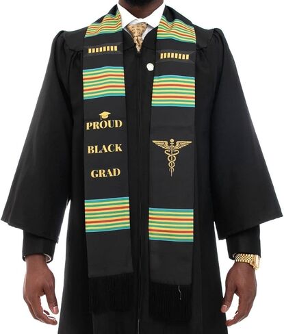 Class of 2021 Kente Medical Nursing Graduation Stole, Proud Black Grad Kente Graduation Sash Medical and RN - Double sided in Kuwait