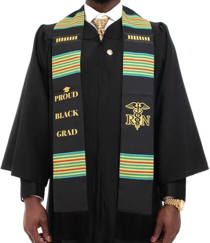 Class of 2021 Kente Medical Nursing Graduation Stole, Proud Black Grad Kente Graduation Sash Medical and RN - Double sided in Kuwait