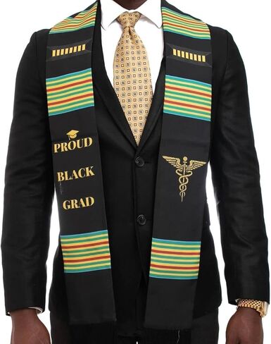 Class of 2021 Kente Medical Nursing Graduation Stole, Proud Black Grad Kente Graduation Sash Medical and RN - Double sided in Kuwait