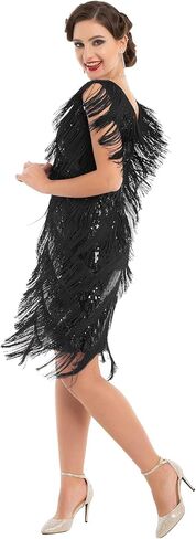 PrettyGuide Women's Flapper Dress Sequined Fringe 1920s Gatsby Party Cocktail Dresses in Saudi Arabia