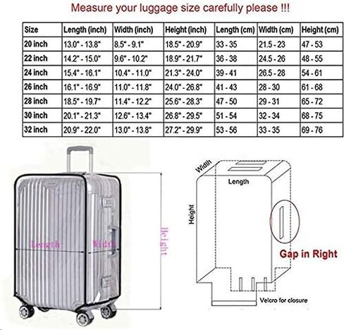 Joyden DUXAA Luggage Protector Suitcase Cover Clear PVC Suitcase Cover Protectors Luggage Cover Waterproof for Wheeled Suitcase Fits Most 20" 22" 24" 26" 28" 30" (28 In) in Saudi Arabia
