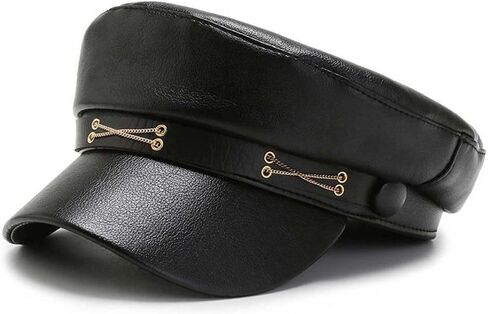 Kopida PU Leather Womens Newsboy Caps, Beret Hat with Visor for Fashion Ladies Girls, Literary Cool Painter Cap Black, Black, 3-4 in Saudi Arabia