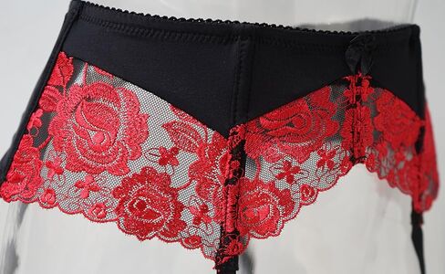 TVRtyle المرأة الأحمر التطريز زهرة المشابك المعدنية مثير الرباط أحزمة للجوارب S087 in Kuwait