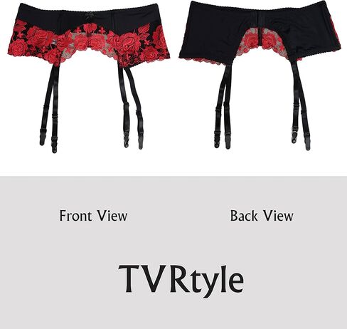 TVRtyle المرأة الأحمر التطريز زهرة المشابك المعدنية مثير الرباط أحزمة للجوارب S087 in Kuwait