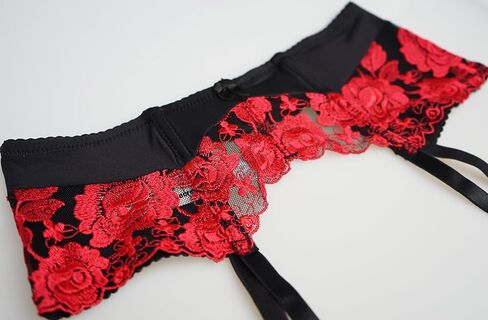 TVRtyle المرأة الأحمر التطريز زهرة المشابك المعدنية مثير الرباط أحزمة للجوارب S087 in Kuwait