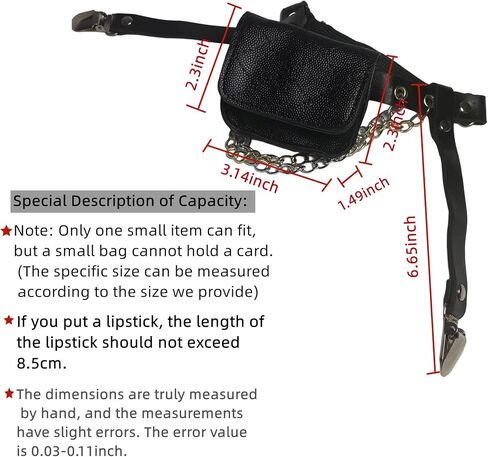 HUSSATOP Women's Small Thigh Harness Leg Bag Purse Fanny Pack Adjustable Punk Leg Garter Belt with Anti-Slip Clips in Kuwait