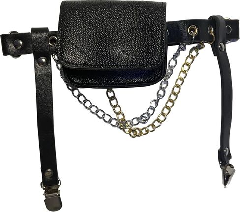 HUSSATOP Women's Small Thigh Harness Leg Bag Purse Fanny Pack Adjustable Punk Leg Garter Belt with Anti-Slip Clips in Kuwait