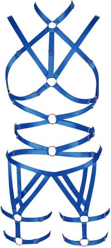 Women's Punk Cut Out Harness Body Cage Bra Full Strappy Lingerie Set Plus Size Garter Belts Goth Halloween Dance Rave in Kuwait