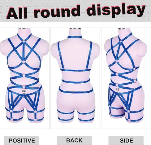 Women's Punk Cut Out Harness Body Cage Bra Full Strappy Lingerie Set Plus Size Garter Belts Goth Halloween Dance Rave in Kuwait