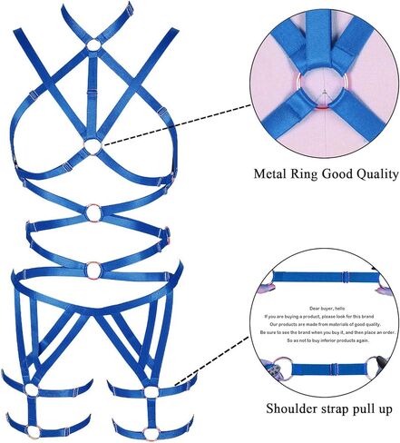 Women's Punk Cut Out Harness Body Cage Bra Full Strappy Lingerie Set Plus Size Garter Belts Goth Halloween Dance Rave in Kuwait