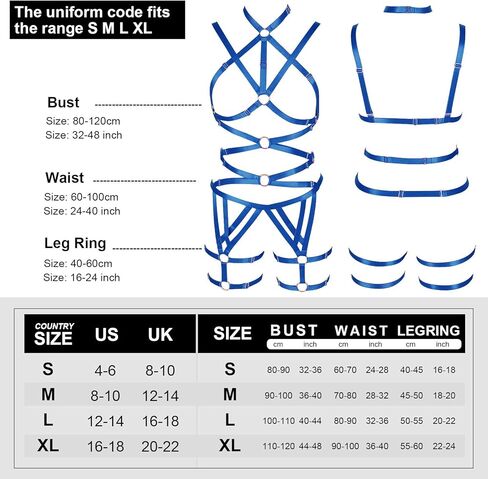 Women's Punk Cut Out Harness Body Cage Bra Full Strappy Lingerie Set Plus Size Garter Belts Goth Halloween Dance Rave in Kuwait