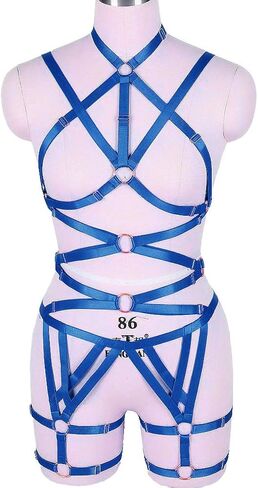 Women's Punk Cut Out Harness Body Cage Bra Full Strappy Lingerie Set Plus Size Garter Belts Goth Halloween Dance Rave in Kuwait