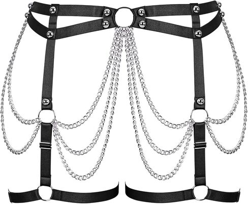 Womens Garter Belts Lingerie Plus Size Body Cage Hollow Out Harness Punk Strappy Gothic Rave Charm Belt in Kuwait