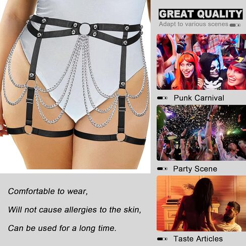Womens Garter Belts Lingerie Plus Size Body Cage Hollow Out Harness Punk Strappy Gothic Rave Charm Belt in Kuwait