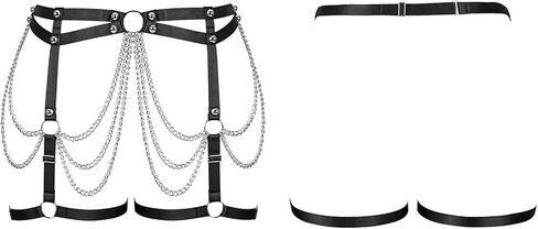 Womens Garter Belts Lingerie Plus Size Body Cage Hollow Out Harness Punk Strappy Gothic Rave Charm Belt in Kuwait