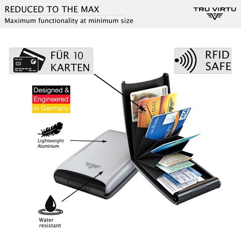 حامل بطاقات الائتمان Tru Virtu®، حافظة ألومنيوم خفيفة للغاية، حافظة بطاقات I، سهم فضي، حامل بطاقات I، حماية RFID-NFC، مصنوع من الألومنيوم، تخزين بطاقات I، محفظة نحيفة، حامل بطاقات I in Kuwait