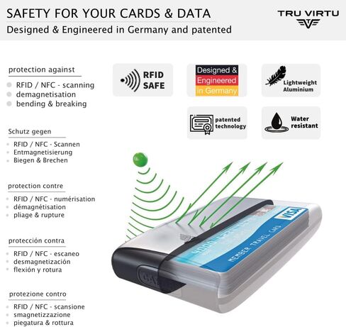 حامل بطاقات الائتمان Tru Virtu®، حافظة ألومنيوم خفيفة للغاية، حافظة بطاقات I، سهم فضي، حامل بطاقات I، حماية RFID-NFC، مصنوع من الألومنيوم، تخزين بطاقات I، محفظة نحيفة، حامل بطاقات I in Kuwait