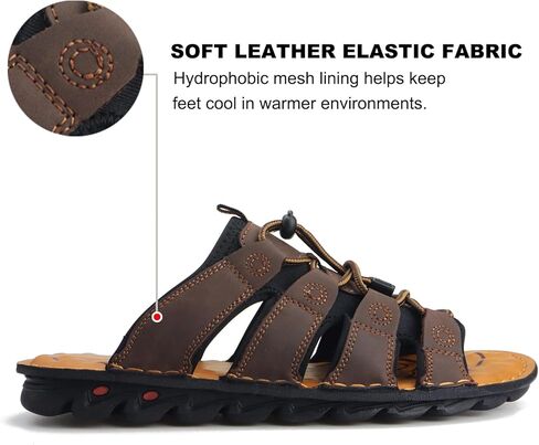 صنادل جلدية رجالية من UPIShi للشاطئ سهلة الارتداء ومريحة لصيادي المياه داخل المنزل وخارجه in Kuwait