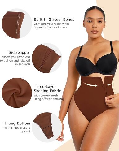 SHAPELLX Tummy Control Shapewear Side Zipper Faja Body Shaper for Women Compression Shapewear Thong Girdle Waist Shaper in Kuwait