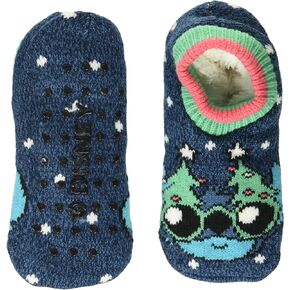 Disney Women's Lilo & Stitch Holiday Single Cuffer Slipper Socks, Blue Assorted, 9-11, Blue Assorted, 9-11 in Kuwait