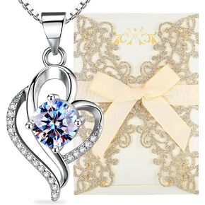 Gift Necklace for Daughter from Mom Dad, Graduation Necklace for Daughter, Best Unique Jewelry Birthday Presents 1 Carat Moissanite Diamond Handmade Silver Necklace with 2 Silver Chain for Adult Girls in Saudi Arabia