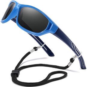 DUCO Polarized Kids Sunglasses with Strap for Boys Girls Youth Sports Baseball Sunglasses 100% UV Protection K029