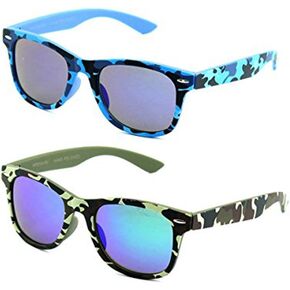 Newbee Fashion - Kids 80's Classic Vintage Retro Style Mirrored Lens Camo Design Fashion Sunglasses Camouflage in Saudi Arabia
