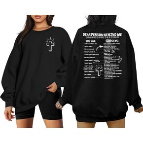 JINTING Dear Person Behind Me Christian Sweatshirt Women Religious Oversized Pullover Bible Verse Graphic Shirts in Saudi Arabia