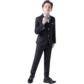 Tigerkiss Boy 5 Pcs Basic Formal Suits, Slim Fit, Jacket, Vest, Pants; 3 Pieces Including Shirt and Bow tie. (2T-14Y)