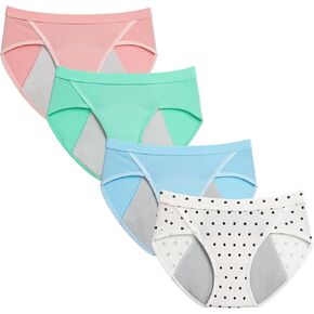 HBselect Teen Period Panties Leak Proof Underwear for Girls Menstrual Protective Briefs First Period Starter Pack of 4